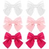 Ahoney 6 Pack Satin Hair Bow Hair Clips for Women Girls, 6" Bowknot Hair Ribbons for Hair Ponytail Cute Hair Clips Bow for Hair Accessories Barrettes for Women (Pink)