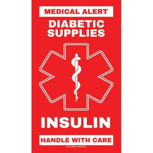 Insulin - Diabetic Supplies Medical Alert Equipment Luggage Tag - Handle with Care, DOT and ACAA regulations (MELT-119) Quantity (2)