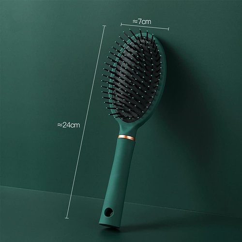 Reazana Detangling Brush Anti-Static Detangler Hair Brushes with Silicone Cushion Base Blow Drying Comb Nylon Bristle Pins Fashion Massage Brush Wet or Dry All Hair Types Styling Dark Green (Oval)