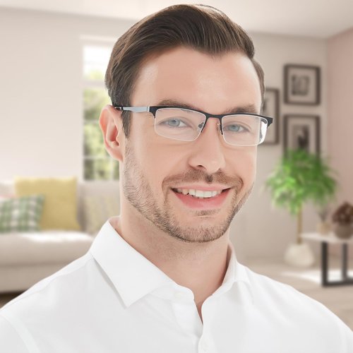 EYECEDAR 5-Pack Reading Glasses for Men Rectangular Metal Half-Frame Spring Hinges with Sun Readers Glasses Mens Readers 2.0