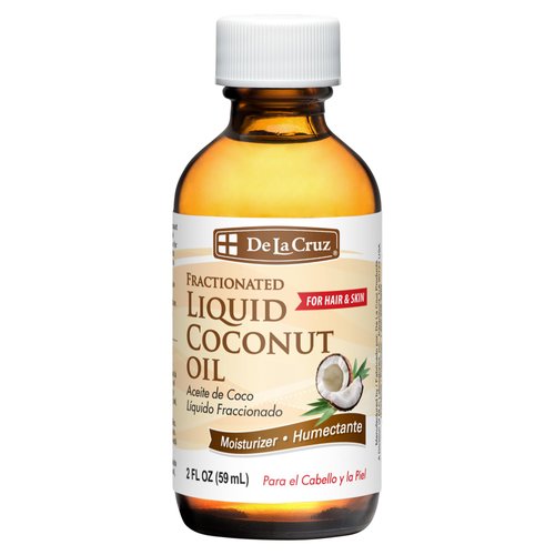 De La Cruz Fractionated Liquid Coconut Oil - Moisturizer for Skin and Hair - Made in USA (2 Fl. Oz.)