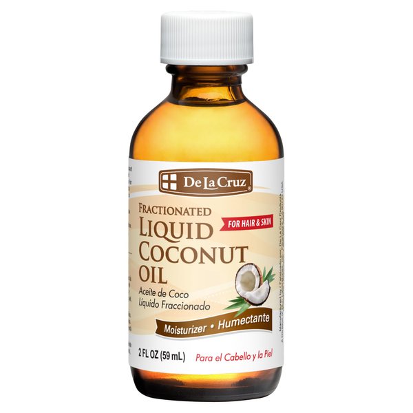 De La Cruz Fractionated Liquid Coconut Oil - Moisturizer for Skin and Hair - Made in USA (2 Fl. Oz.)
