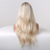 MONLER Long Blonde Wigs for Women 26 Inches Ombre Blonde Wig with Dark Roots Synthetic Wig Loose Wavy Wigs Cosplay Daily