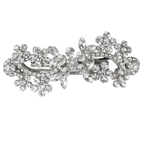 Crystal Hair Barrettes, White Rhinestone Flower Leaf Shape Hairpins Hair Clips, Sparkly Austrian Hairgrip Hair Headwear Accessories for Women Girls