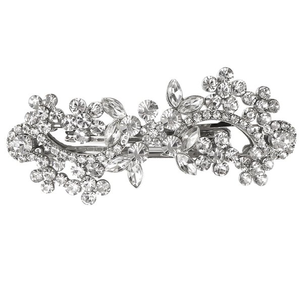Crystal Hair Barrettes, White Rhinestone Flower Leaf Shape Hairpins Hair Clips, Sparkly Austrian Hairgrip Hair Headwear Accessories for Women Girls