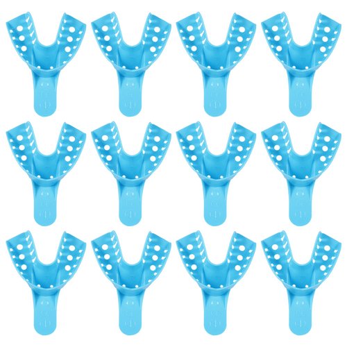 JMU Dental Impression Tray 12 Pcs, Perforated Disposable Impression Trays, 4 Medium Lower