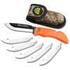 OUTDOOR EDGE RazorBlaze, RB-20, 3.5" Replaceable Blade Folding Hunting Knife, Non-Slip Rubberized TPR Handle, Mossy Oak Nylon Sheath (Blaze Orange)