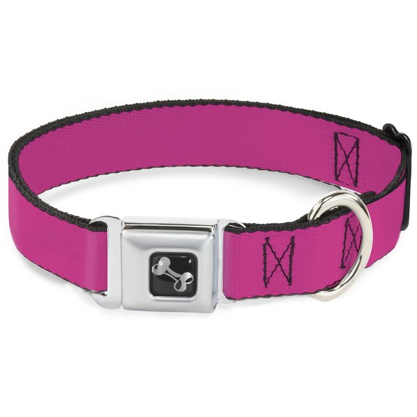 Dog Collar Seatbelt Buckle Neon Pink 11 to 17 Inches 1.0 Inch Wide