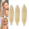 Springy Afro Twist Hair 3Pcs Pre-Separated Kinky Marley Twist Braiding Hair 24IN Springy Twist for Distressed Faux Locs Synthetic Hair Extensions Cuban Twist Hair(613#-Blonde)