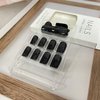 Black Press on Nails Medium Square Fake Nails Glossy False Nails With Glitter Designs Full Cover Stick on Nails Coffin Acrylic Artificial Nails Glue on Nails for Women Nail Art Decorations 24Pcs