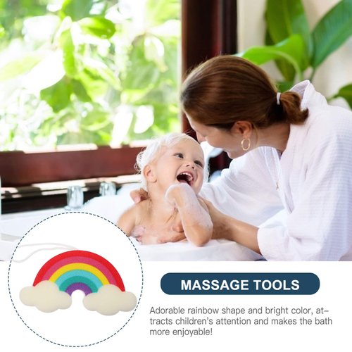 Mobestech 2Pcs Bath Sponges for Kids Rainbow Bath Toys Sponges, Bath Scrubbie, Bath Sponge Loofah, Kids Fun Shower Time Sponges for Children Boys and Girls