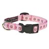 Xsmall Pink/Brown Puppy Paws Dog Collar: 1/2" wide, Adjusts 6-12" - Made in USA.