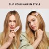 Kitsch Creaseless Hair Clips - Recycled Plastic XL No Bend Hair Clips for Makeup | No Crease Hair Clips | Stylish Make Up Hair Clip | Hair Accessories Styling Clips, 2pcs (Terracotta Checker)