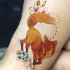 Oottati Waterproof Fake Temporary Tattoos Sticker 6 Sheets Color Arm Leg Orange Hand Print Fox Leave Flower