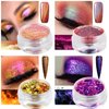 ecofavor Loose Glitter Eyeshadow Set - 2 Multichrome Eyeshadow Powder Pigment, 1 Chameleon Eyeshadow Brush, 1 Liquid Fixer, Holographic Sparkling Eye Shadows Duochrome Makeup