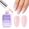 Gellen Rubber Gel Base for Nails, 6 in 1 Builder Strengthener Gel, Natrual Glitter Pink Base Coat Nail Polish,18ml Jelly Gel Nail Polish, UV Rubber Base Gel for Manicure, Nail Art, Salon Gift for Her