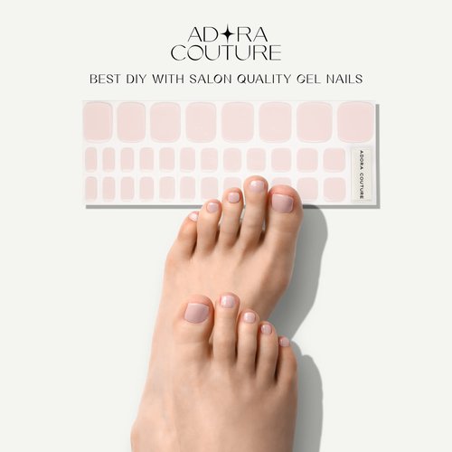 Adora Couture Semi Cured Gel Nail Strips Pedicure Stickers | 32pcs Glossy Pink Toe Nail Stickers | Gel Nail Pedi Strips | Gel Nail Wraps Semi Cured | Salon Nails at Home - Requires UV Light (Pink P)