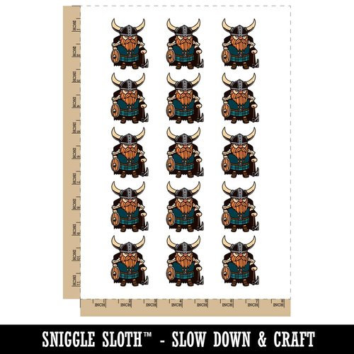 Stout Bearded Viking with Horned Helmet Temporary Tattoo Water Resistant Fake Body Art Set Collection - 15 2" Tattoos (1 Sheet)