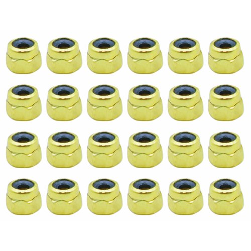 RACOFSB 24 Pcs Fingerboard Locknuts Professional Self Lock Nuts with Nylons Insert (Gold)
