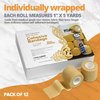MEDca Self Adherent Cohesive Wrap Bandages 2 Inches X 5 Yards 12 Count with Strong Elastic First Aid Tape for Sprain Swelling and Soreness on Wrist and Ankle (Skin Color)