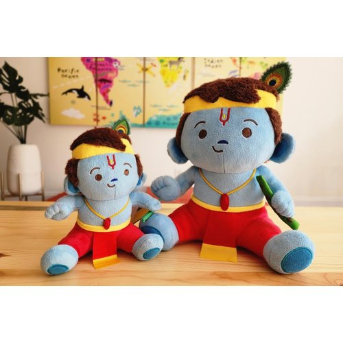 MODI TOYS - Baby Krishna Collection - 2 Mantra Singing Stuffed Plush Toys and 1 Book | Ideal for Newborns, Children, Grandparents | Best for Diwali, Baby Shower, Birthday | Teddy Bear Panda Elephant