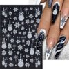 8 Sheets Christmas Glitter Nail Art Stickers Decals Self-Adhesive Pegatinas Uñas Holiday Gold Silver Reindeer Line Snowflake Nail Supplies Nail Art Design Decoration Accessories