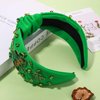 CEALXHENY St. Patrick's Day Headband for Women Green Shamrock Headband Embellished Crystal Rhinestone Knotted Headband St. Patrick's Day Hair Accessories Outfits Irish Holiday Gifts (Shamrock A)