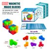 OUXIA Magnetic Building Blocks Magic Magnetic 3D Puzzle Cubes, Set of 7 Multi Shapes Magnetic Blocks with 54 Guide Cards,Parent-Child Interactive Children's Educational Toys (14color)