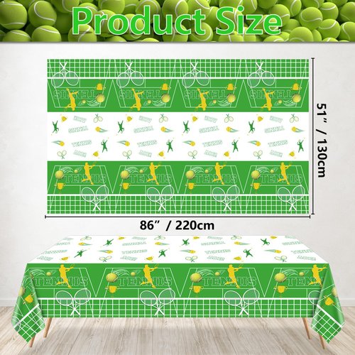 2 Pack Tennis Party Tablecloths, Tennis Theme Birthday Table Cover, 51x87'' Plastic Disposable Rectangle Tennis Party Table Covers for Men Women Kids Birthday Party Tennis Theme Party Decorations