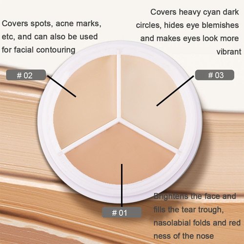 evpct 2pcs Tri-color Face Conceal Correct Cream Contour Makeup Palette for Mature Light Medium Skin Color Correcting Conceal Trouble Spots Dullness under Eye Dark Circles Discolorations Covers Redness