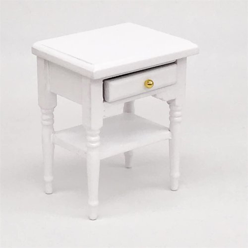Mini House Furniture 1pc Dollhouse Miniature Furniture Bedroom Night Stand Small Side Table White Wood Bedside Table Handcraft DIY Model