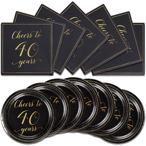 Generic 40pcs 40 years old Birthday Party Supplies-Party Decorations Tableware For Kids, Plate, Napkin Party Decorations Dinnerware