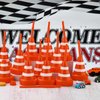 Haundry 10 Pack Construction Cone Cups Set, 10 oz Traffic Cones Kids Party Favor Cups with Straws Bulk for Construction Traffic Theme Racing Car Birthday Party Supplies
