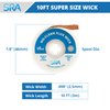 SRA Soldering Wick with Flat Woven Copper Desoldering Braid Strip and No Clean Flux for Easy Damage-Free Solder Removal - 3 Pack 10 Foot Solder Wick Spool