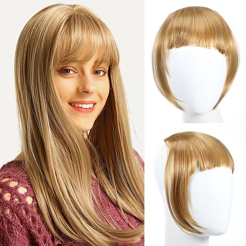 Ipetboom 1pc Clip in Bangs Hair Bangs Fake Bangs for Women Bangs Hair Clip Hair Extensions Clip on Air Bangs Hairpieces with Temples for Daily Wear, 25.00X15.00X1.00CM, Yellow
