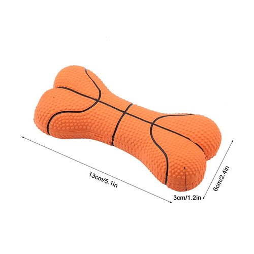 Fdit Pet Dog Toy Bite-Resistant Squeeze Latex Bone Puppy Chew Toys Teeth Cleaning(Basketball)