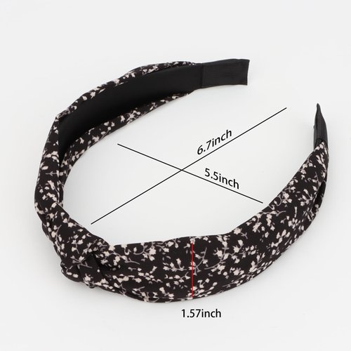 Amariver 4 Pcs Knotted Headbands for Women Floral Headband Boho Hair Band Black Pink Beige Curry Fashion Head Band Elastic Trendy Headbands Stylish Hair Accessories for Women Girls