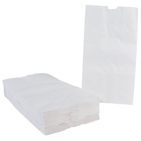Pavilia Flat Bottom Paper Bags - 6 x 11 - Pack of 100 - White