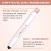 LOKFAR Cream Eye-Shadow Stick, Waterproof Cream Eyeshadow Pen Rotatable Creamy Eye Shadow Pencil Crayon, Matte and Shimmer Eyeshadow Makeup Stick with Sponge Smudger (08# Rose Gold Shimmer)