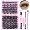 Focipeysa Eyelash Extension Kit D Curl Lash Clusters 280pcs DIY Lash Extension Kit 40D Individual Lashes with Lash Bond and Remover Lash Applicator DIY Lashes Kit for Individual Eyelashes Beginners