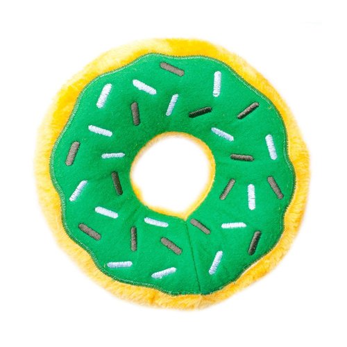 ZippyPaws - Original Donutz No Stuffing Squeaky Plush Dog Toy - Mint Chip, Original Size