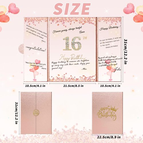 uniro Sweet 16 Birthday Decorations, Rose Gold 16th Happy Birthday Alternative Signature Guest Book for Her, Cheers to 16th Years Old Birthday Gifts for Girls,16th Birthday Party Decorations Supplies