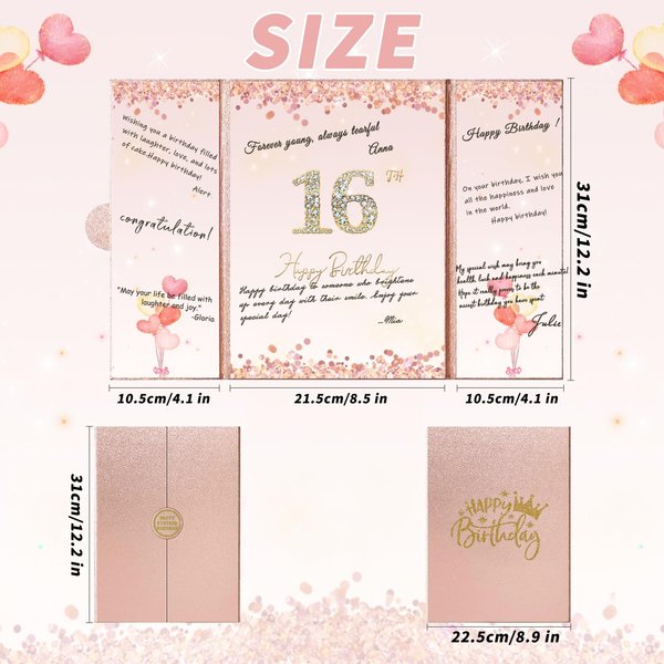 uniro Sweet 16 Birthday Decorations, Rose Gold 16th Happy Birthday Alternative Signature Guest Book for Her, Cheers to 16th Years Old Birthday Gifts for Girls,16th Birthday Party Decorations Supplies