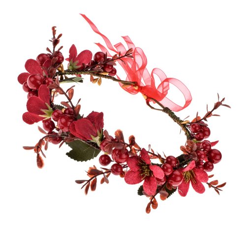 TOECWEGR Christmas Headband Flower Crown Floral Wreath Red Berry Pine Cone Crown Forest Woodland Wedding Halo (SD-A)