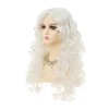 Dai Cloud White Long Curly Wigs for Women With bangs Synthetic Queen Princess Middle Part Hair Wig for Cosplay