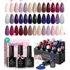 beetles Gel Polish 23 Pcs Gel Nail Polish 20 Colors Neutral Shimmer Nude Brown Red Purple Gel Polish Royal Blue Gel Nail Kit with Base Matte&Glossy Top Coat Soak off Uv Lamp Manicure Set Gift for Girl