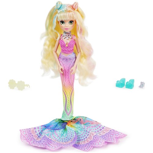 MERMAID HIGH, Spring Break Finly Mermaid Doll & Accessories with Removable Tail and Color Change Hair Streaks, Kids Toys for Girls Ages 4 and up