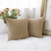 Home Brilliant 18x18 Throw Pillow Covers Decorative Set of 2 Soft Velvet Corduroy Striped Square Cushion Cover for Bench Couch Decor, 18 x 18 inch, Taupe