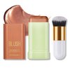 DAMUSI Cream Bronzer Stick Highlighter Stick Face Cream Contour Stick,Makeup Bronzer stick with Brush,Buildable Highlight Contour Makeup for Women (Rich Glow Bronzer Stick)