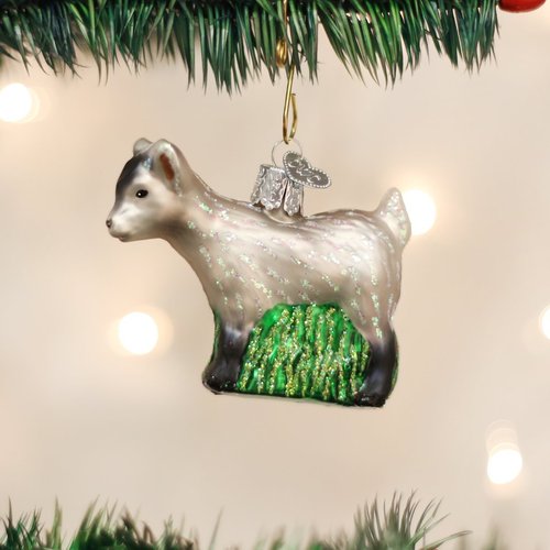 Old World Christmas Ornaments Farm Animals Glass Blown Ornaments for Christmas Tree, Pygmy Goat